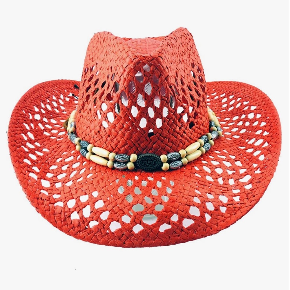 Red Straw Cowboy Hat